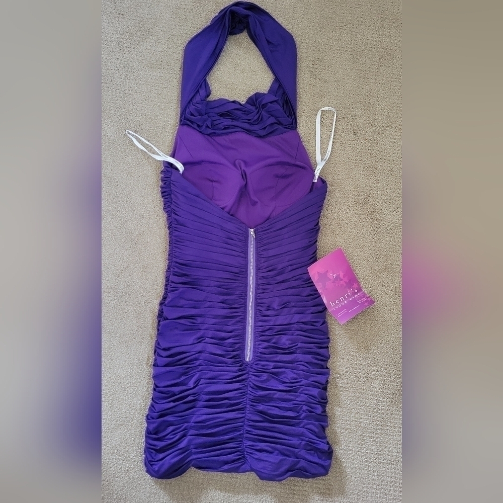 Sherri Hill Ruched Draped Halter Cocktail/ Formal/ Prom Bodycon Party Dress - Picture 4 of 11